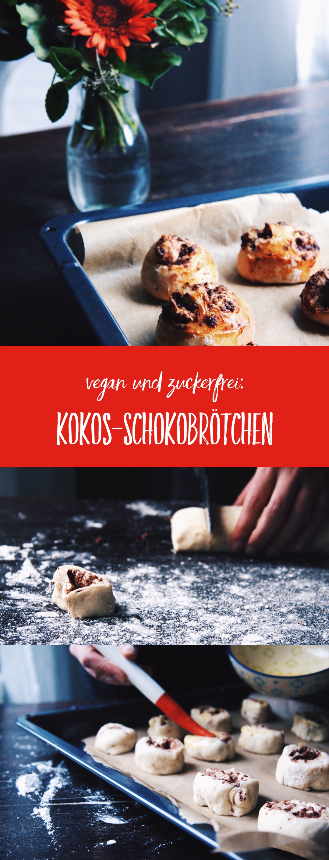 Kokos-Schokobrötchen aus Dinkelmehl für gemütliche Adventswochenende (vegan, fructosearm, weizenfrei) // fructopia.de