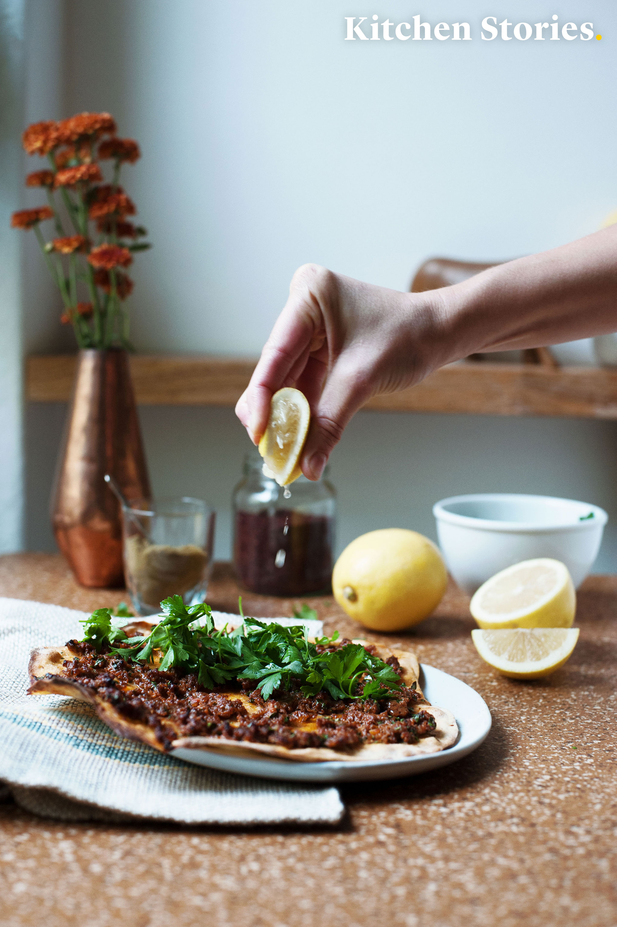 Homemade Turkish Pizza - Lahmacun with spelt flour